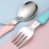 Tazze Piatti Utensili Baby Cucchiaio Forchetta Acciaio inossidabile Set di posate per bambini Alimentazione del bambino Cucchiaio per alimenti Coltello Strumento per l'alimentazione infantile Stoviglie Cosas Para Bebe P230314