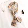 Scarves Luxury brand Small Tie Silk Scarf Women Hair Band Kerchief Wrist Ribbons Head Neck Silk Satin Bag Scarfs Long Skinny Scarves J230428