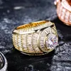 Anello Hip Hop Baguette ghiacciato Cluster Anello CZ Anello in oro bianco di alta qualità Gioielli di moda di lusso per regalo Anello da uomo212Z