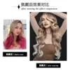 Synthetic Wigs Gradient Beige Side Split Large Wave Women's Long Curly Hair Lace Synthetic Wig Set Lace Wig