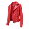 Skórzana sztuczna kurtka dla kobiet płaszcz czarny czerwony motocykl motocyklowy zamek zielony beżowy chaqueta mjer veste femme jaqueta couro 231129