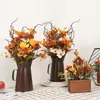 Fleurs décoratives Bouquet artificiel avec pot en métal Festival Table Ornements Po Props Faux Plante Fleur DIY Thanksgiving Party Decor