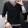 Men's Sweaters 2023 Autumn Winter Turtleneck Thick Long Sleeve Korean Trend Solid Color Spliced Knitted Pullovers Male Clothes 231128