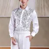 Camicie casual da uomo Camicia rossa con paillettes glitterate Camicia da uomo a maniche lunghe con bottoni sul palco Camicie eleganti da ballo Camicia da coro da uomo chemise homme 2XL 231128