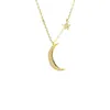 Pendanthalsband Fashion Simple Temperament Full Crystal Sparking Star och Moon Silver Plated Jewelry Exquisite Crescent H464