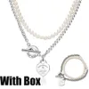 Colliers de perles Collier de luxe de mode Designer coeur retour au pendentif bijoux forme chaînes à double pont avec colliers de perles pour les femmes fête or rose platine