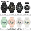 Relojes de pulsera Sanda hombres reloj deportivo cronógrafo corriendo segundo luminoso pantalla LED relojes de cuarzo para hombre impermeable Relogio masculino 6016