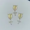 Charms Small Zircon Cross Virgin Mary Pendants For Jewelry Making DIY Necklace Connector Accessories