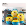 Lunch Boxes Cartoon Minion Stainless Steel Lunchbox For Kid Tiffin Thermal Bento School Students Tableware 4D Box Kids Y200429 Drop Dhyw1
