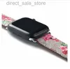 Mode G Flower Mönster Läderrem för Apple Watch Band Series 6 5 4 3 2 40mm 44mm 38mm 42mm Designer Armband för IWATCH