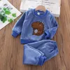 Pyjama Winter Flanel Kinderpyjama Sets Kind Warme Nachtkleding Cartoon Dieren Baby Meisjes Jongen nachtkleding Kinderen Homewear1-6Y 231124