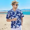 Herrklänningskjortor Fashion Mens Hawaiian skjorta manlig casual färgglada tryckt strand aloha skjortor kort ärm plus storlek 5xl camisa hawaiana hombre 231129