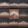 Pinces à cheveux Couronne de cristal diversifiée pour les femmes de mariage Or Argent Couleur Strass Mariées Diadèmes et couronnes Coiffes Coiffe de mariée