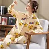Womens Nachtkleding pyjama broek set button up shirt casual kleding meisjes kleding vest stijl moeders thuis conservatieve 231128