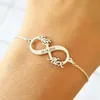 Charm Bracelets Personalized Jewelry Custom Double Name Date Infinity Bracelet Rose Infinity Nameplate Bracelets Stainless Steel Hand Chain 231128