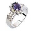 Anel de ametista da moda anel de pedra de zircônia cúbica anel de casamento para mulheres