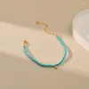 Strand Mode Onregelmatige Turquoise Handgemaakte Sieraden Voor Vrouwen 18k Vergulde Kleine Ronde Bal Geluk Kralen Hanger Charm Armbanden
