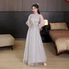 Party Dresses Evening Dresses 2023 Fairy Light Grey Thin Banket Host Graduation Performance Dresses Sisters Group Bridmaid klänning