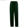 Pantaloni da uomo nuovi morbidi e confortevoli pantaloni larghi elastici in vita plaid pantaloni da notte da notte pantaloni da uomo casual in cotone pigiama pantaloni lunghi L231129