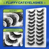 Faux-cils GROINNEYA 10 paires de cils œil de chat moelleux Faux vison cils 8D vaporeux cils Pack dramatique long épais Volume cils Faux cils Q231129