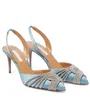 Luxury Summer Aquazzura Gatsby Sandals Scarpe a spirale Pompe cinghia tacchi a spillo a punta di punta del gladiatore sandalias matrimonio, festa, vestito eu35-43