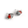 Brincos do garanhão Enosola Genuine 925 Sterling Silver Red Crystal Fish for Women Vintage Thai Fashion Party