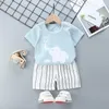 服セットキッズベビー子供の幼児女の子綿の服半袖スーツ Tシャツショーツ幼児女の子春