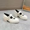 dames casual schoenen mode retro leer Britse casual kleine leren schoenen ontwerper dikke zolen verhogen metalen loafers