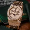 Audemar Pigue Watch Automatisk mekanisk rörelse Män armbandsur Royal Oak 120-årsjubileum 18 Carat Rose Gold 25810or OO.0944.O1 WN-3PX3