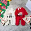 M Christmas plush jumpsuit Luxury Newborn Onesies Bodysuit Long Sleeved Cotton Jumpsuit New Born Baby winter Romper Print Kids Clothes CSD2311302-18