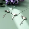 Halsbandörhängen Set Sakura Cherry Tassel Pendant Wedding Bridal For Women Choker Elegant Charm Halsband Bijoux Gift