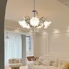 Chandeliers Modern Pendant Lights French Pastoral Flowers Glass Crystal Chandelier Living Dining Room Home Decor Lustre Design Luxe