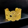 Bangle Dicai Luxury Large Size Bracelets Dubai Metal Kink Bracelet Women Gold Plated Wide Wedding Jewelry Designer