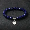 Urok bransolety królewskie niebieskie tygrys serce dla kobiet 316L stal nierdzewna wisiorek natury kamienna para biżuteria pulsera