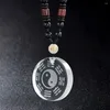 Collane con ciondolo Collana classica con etichetta a forma di cerchio Yin Yang in cristallo bianco Cina Tai Chi Bagua Girocollo Amuleto Regalo di gioielli per la pace di sicurezza fortunata