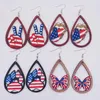 Dangle Earrings Indenpendence Day Cut Wood Heart Satr And Stripes USA Flag Teardrop 4th Of July Women Jewelry