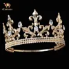 Eseres Vintage King Crown for Men 골드 큰 크기 조절 가능한 원 왕실 킹 티아라 웨딩 헤어 액세서리 C18112001270D