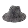 Snake print Jazz cowboy hat for women men autumn winter fashion wool Wide Brim Cap unisex bowler fedora hats