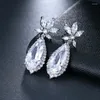 Boucles d'oreilles NoEnName_Null en Zircons, bijoux de fête de mariage élégants, de luxe, longs en cristal CZ, grand pour les mariées et les femmes, 2023