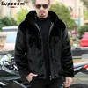 Men's Down Parkas Supzoom Arrival Top Fashion Winter Warm Flowing Gold Mink Imitation Sheep Sheared Fur Zipper Solid Hooded Jacket 231129