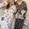 Damen-Nachtwäsche, Südkorea, japanischer Ins-Cartoon-Bären-Pyjama, Damen-Frühling und Winter, lange Ärmel, lose große Größe, einfache Freizeit-Hauskleidung