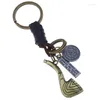 Keychains Lanyards Keychains Men Metal Keychain Vintage Rökning Tobak Rörhängen Holder Läder Keyrings For Bag Car Key Chain Retro Fashion Accessories 57K2