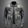 Herrjackor Spring och Autumn Fashion Trend Ripped Vintage Jeans Jacket Men's Casual Loose Comfort High Quality Plus-size Coat 231129