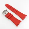 27 mm rotes Gummiband 20 mm Dornschließe Stahl Verbindungsglieder passend für AP 39 mm 41 mm Royal Oak Armbanduhr