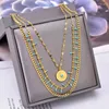 Pendant Necklaces 316L Stainless Steel 3 Layered Gold Plated Metal Chain For Women Fashion Luxury Clavicle Girl Jewelry Gift