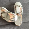 Canvas shoes designer vintage sneakers lattice women casual calfskin embossed leather patched nylon trainers platform sneaker