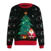 Kadın Sweaters Noel Ağacı Jakard Sweater Kadın Avrupa ve Amerikan Tarzı Yuvarlak Boyun Uzun Kollu Noel Örme Süveter 231130