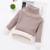 Sets Children Padded Sweater Autumn Winter Kids Turtleneck Knitwear Pullovers Baby Cotton Top Clothing Solid Warm Bottoming Shirt 231130