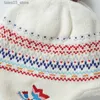 Beanie/Skull Caps Connectyle Tobardler Infant Kids Thick Warm Cotton Cute Jacquard White Winter Hat Sherpa Foded Knit Hat Earfap Skull Cap med POM Q231130