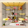 Porte-chats Cages en fer modernes maison intérieure grande peut mettre bac à litière Villa de luxe Cage multicouche chien
